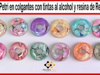 Colgantes tipo dona con tintas al alcohol